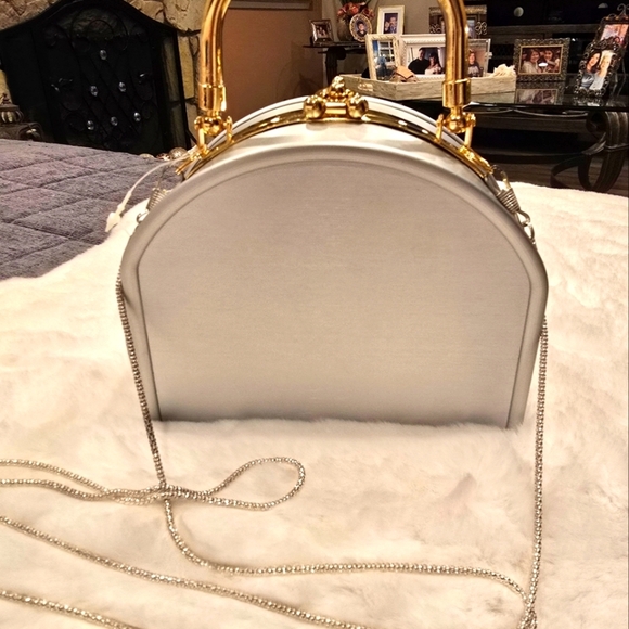 Stainless Brushed Silver & Gold Crossbody Bag - Picture 2 of 9